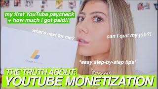 MY FIRST YOUTUBE PAYCHECK + HOW TO GET MONETIZED - the review process, Google AdSense, & more!!