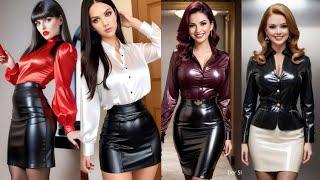 Elegant Trendy Fashion of Latex Leather Skirt Design Ideas/leather lagging with eye-catching top