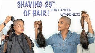 Shaving Head Bald For Cancer Awareness (25 Inches!)...So Amazing! - HAIR MAKEOVER | ARIBA PERVAIZ