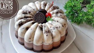 PUDING LAPIS OREO MILO COKLAT | Oreo Milo Chocolate Layered Puding