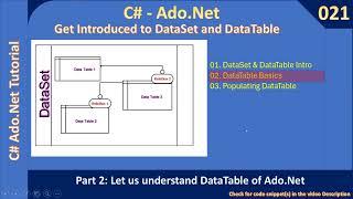 DataSet & DataTable | Part 2 - Basics of DataTable | Ado Net Tutorial #021