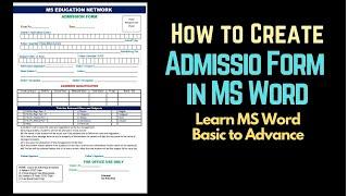 How to Make Admission Form in MS Word  | Create Admission Form in English & Urdu