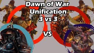 Dawn of War Unification: 3 vs 3 World Eaters, Demons, Steel Legion vs Vostroyan Firstborn, WH, SL