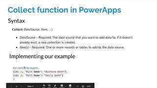 Create a Collection in Microsoft PowerApps (using Collect) and Show values in Gallery Control