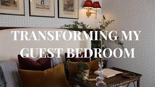 GUEST BEDROOM MAKEOVER - Wallpaper, Pooky Rechargeable Wall lights and Antique accents!