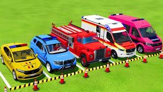 TRANSPORTING POLICE CARS, FIRE DEPARTMENT, AMBULANCE VEHICLES WITH MAN TRUCKS ! Farming Simulator 22