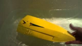 Tenshock mini Eco mini cat racing boat self righting test