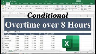 excel formula for overtime over 8 hours