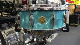 Gretsch USA Custom Aqua Stain Flame 5.5x14 Snare Drum 130th Anniversary - The Drum Shop North Shore