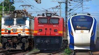 Dangerous 130kmph WAP7 Bhubaneswar Rajdhani+Black Diamond+Marusagar attacks Umroli- I R