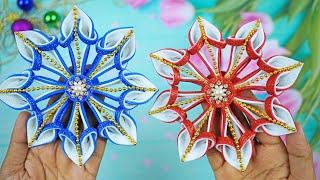 Wow! Beautiful Christmas Ornaments DIY Xmas Snowflake Making️Handmade Christmas Tree Decorations