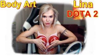 Sorabi | Боди-арт стрим на Твиче ( Lina - Dota 2 ) | Body paint twitch ru