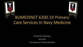 BUMEDINST 6300 19 Primary Care Services in Navy Medicine