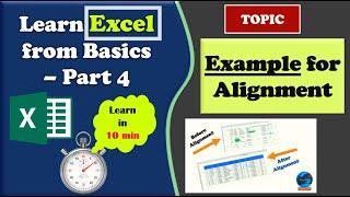 Learn Excel from Basics through Tamil |  Example for Alignment Functions | Part 4