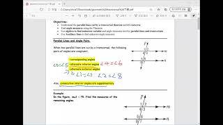 9,10학년 미국 수학 기본 geometry transversals