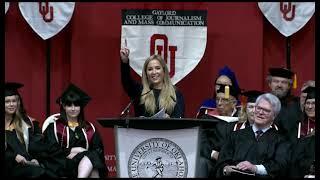 Sarah Elizabeth Hill speaking at The University of Oklahoma College of Journalism convocation.
