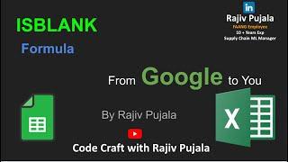 71. ISBLANK Function in Excel & Google Sheets | Simplified by a Googler