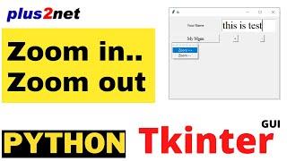 Tkinter text zoom in and out using buttons and using menus and using scale to trigger the font size