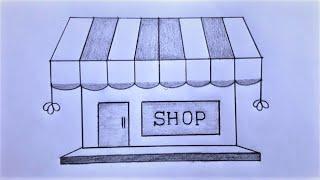 How to Draw a Shop | Shopping Mal Drawing for Beginners | Pencil Drawing Tutorial