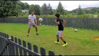 CRISTIANO RONALDO TRAINS AT HOME / DAD AND SON