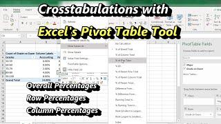 Excel's Pivot Tables: Crosstabulations, Overall Percentages, Row Percentages and Column Percentages