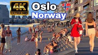 4K Oslo, Norway walk beach tour, Perfect Hot Summer Day النرويج, hot girl