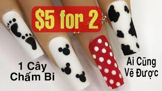 $5 For 2 Nails Design Easy For Beginner | Chỉ 1 Cây Chấm Bi | You Tube New Nails