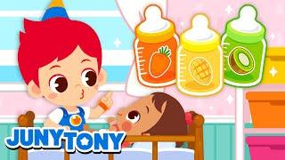 Colorful Fruits and Veggies Baby Bottles  Baby Care Song｜Kids Songs｜JunyTony