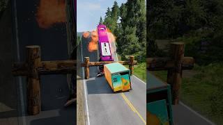 Mix Buses, Cargo Truck Log Barrier Crush #shorts #beamngdrive #bus