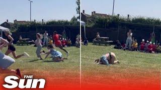 Mum faceplants and moons crowd on sports day #Shorts ‍️