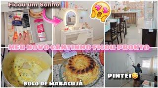 MEU NOVO CANTINHO FICOU PRONTO E FICOU LINDO | BOLO DE MARACUJÁ E APARADOR NA SALA 