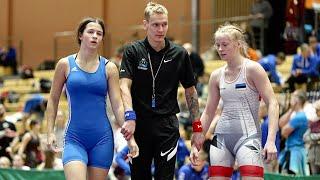 U17 Andra Adeele Andruse (EST) vs Santa Zarkevica (LAT) 62kg. Women girls wrestling tournament.