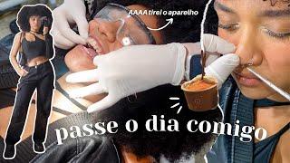 passe o dia comigo l finalmente tirei o aparelho, colocando mais piercings, shopping 