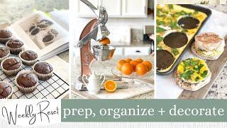 WEEKLY RESET ROUTINE: Kitchen Organizing + Decorating + Meal Prep + Self Care | Jessica Giffin