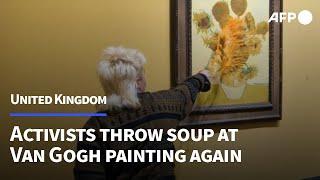 Van Gogh's 'Sunflowers' targeted with soup again after UK activists jailed | AFP