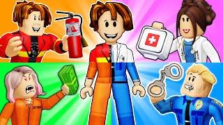 ROBLOX Brookhaven RP: Adopted by POLICE vs DOCTOR vs FIREFIGHTER  | Gwen Gaming Roblox
