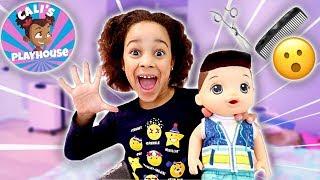 Cali Gives Her Baby Doll a Haircut | Cali's Playhouse