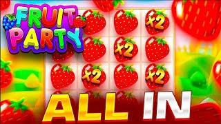 КУПИЛ ALL IN БОНУС ЗА 64.000 РУБЛЕЙ В FRUIT PARTY !!! СЛОВИЛ ПОЛЯНУ ФРУКТОВ ПОД X256 ?!