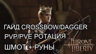 ФУЛЛ ГАЙД АРБА/ДАГГЕР (Crossbow/Dagger)  СКИЛЫ,РОТАЦИЯ,ШМОТ,ТРЕЙТЫ,РУНЫ! Throne and Liberty.