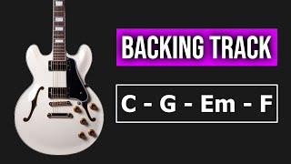 Cheerful Pop Rock Guitar Backing Track Jam in C Major (with Scale Diagram!) | C G Em F