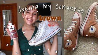 Dyeing My CONVERSE BROWN! | *RIT dye* | Chloe Renee