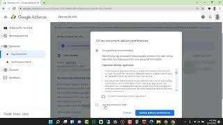 Update google US Tax Document Delivery Preferences  | Google AdSense update