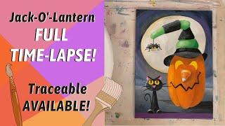 FULL Jack-O'-Lantern, Traceable Available! TIME LAPSE! Halloween Painting! By: Annie Troe