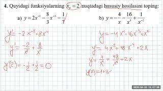 73 dars Hosila,  Yig`indi va ayirmaning hosilasi Amaliyot