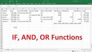 Excel If Formula - Nested If AND OR Functions