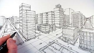 How To Draw A City Using Two Point Perspective