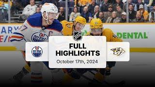 Oilers at Predators | October 17, 2024 | NHL Full Game Highlights