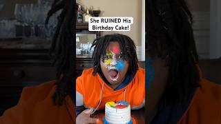 She RUINED His Birthday Cake!  #shorts
