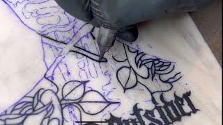 TATTOOING TUTORIAL - Part 1 - Lining & Packing black on fake skin with tips 