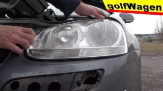 VW Golf 5, how to replace front light lamp headlights